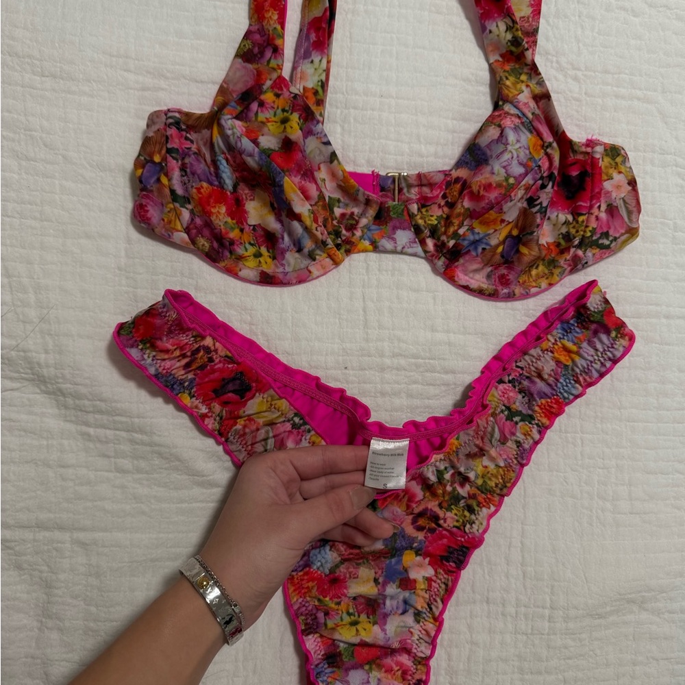 Strawberry Milk Mob Floral Bikini